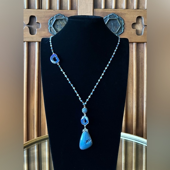 Amy Kahn Russel AKR necklace.Titanium,Sterling,Quartz,
Agate,Drusy. Gift box ! - Picture 1 of 4